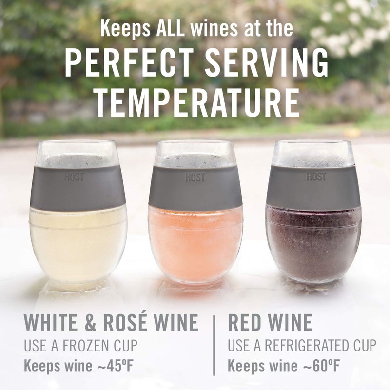 Host Wine Freeze Cooling Cups, Grey (Set of 2) - Image 3